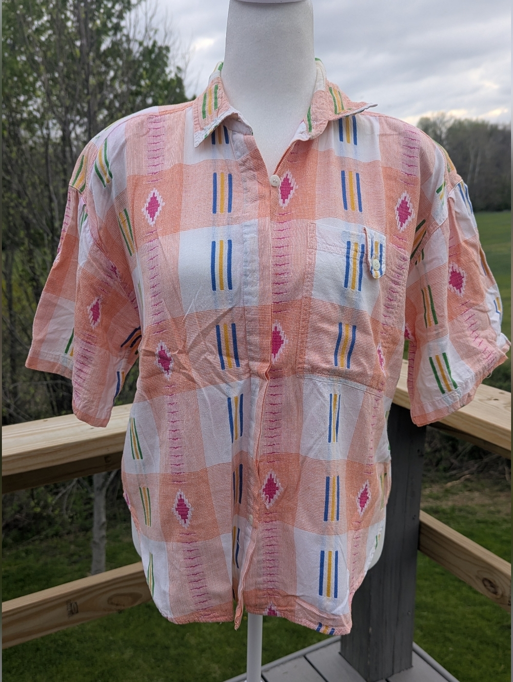 Vintage KZK Limited Large Colorful Geometric Pattern Shirt